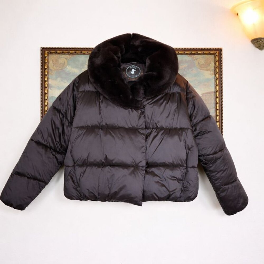 Save The Duck Mireille Jacket – Brown/Black Faux Fur Collar – NWT – Size 4/L